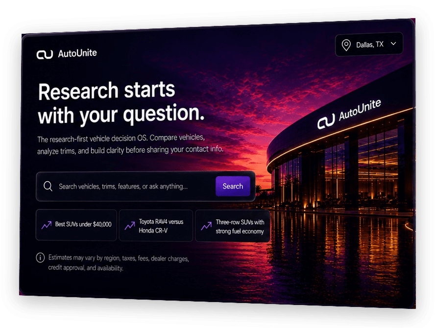 Homepage Search preview on AutoUnite