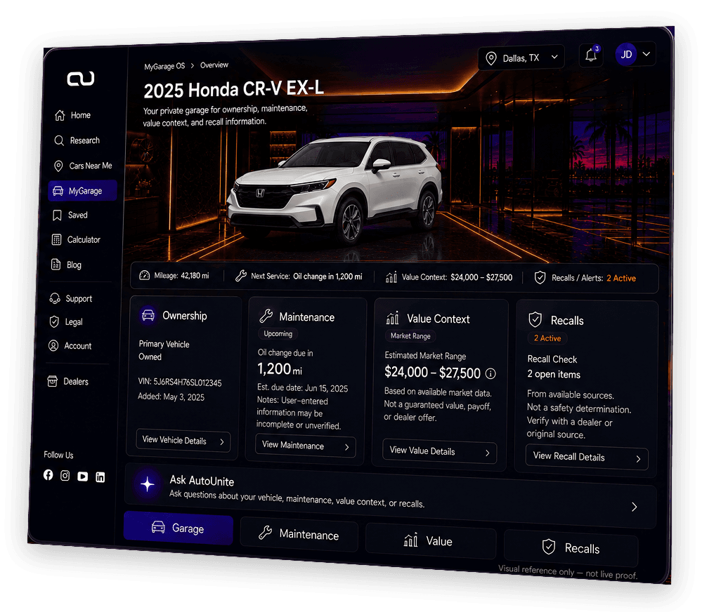 MyGarage preview on AutoUnite